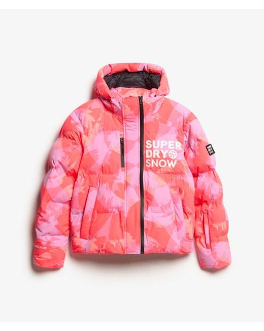 Superdry Red Hooded Ski Boxy Puffer Jacket