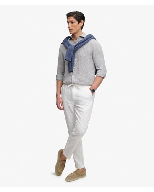 Superdry Blue Merchant Linen Pants for men