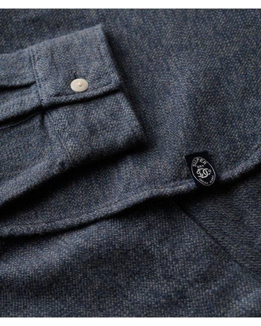 Superdry Merchant Heavy Flannel Overhemd in het Blue voor heren