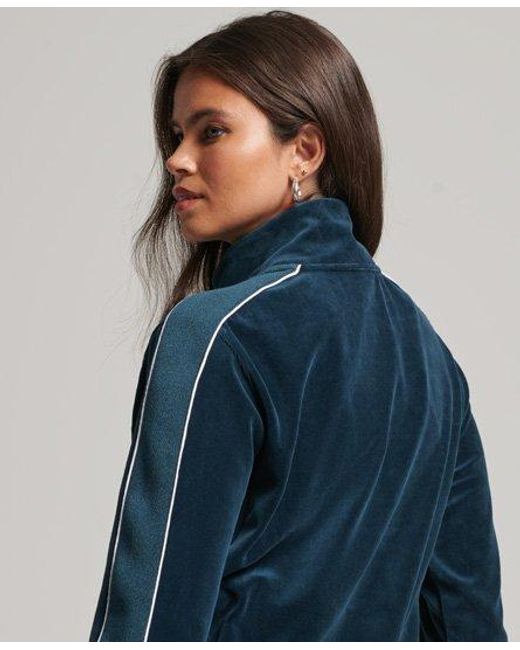 Superdry Blue Code S Logo Velour Track Top Zinc