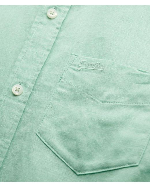 Superdry Green & Co Cotton Linen Long Sleeve Shirt for men