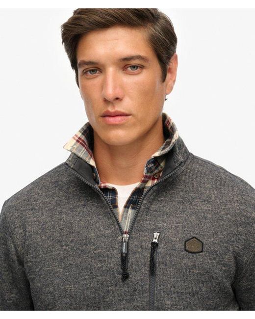 Superdry Gray Storm Fleece Half Zip Jumper for men