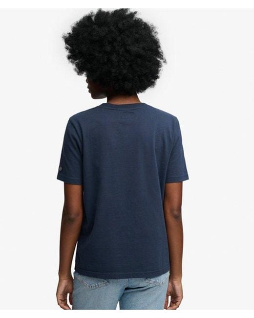 Superdry Blue & Co Embroidered Relaxed Fit Tonal Logo T Shirt
