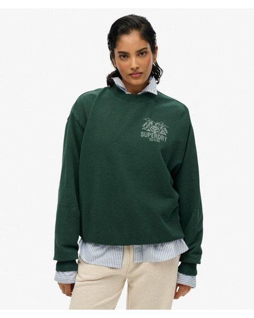 Superdry Green Lo-Fi Outdoor Mono Loose Crew Sweatshirt