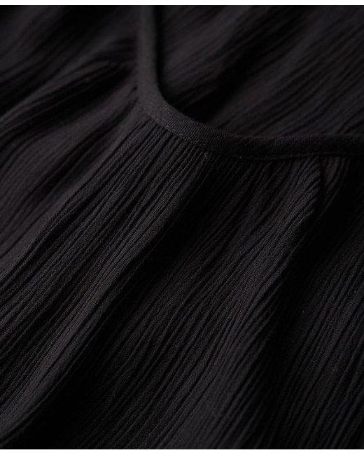 Femme Robe Caraco Longue Taille Superdry en coloris Black