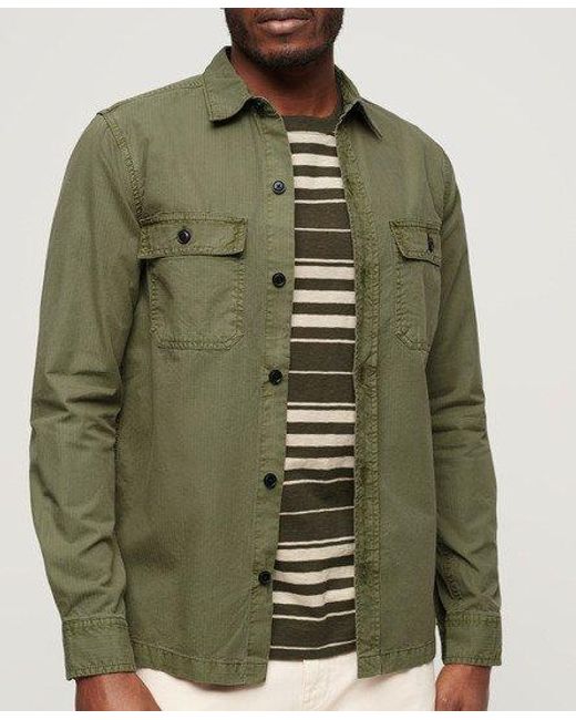 Superdry Green Military Long Sleeve Shirt for men