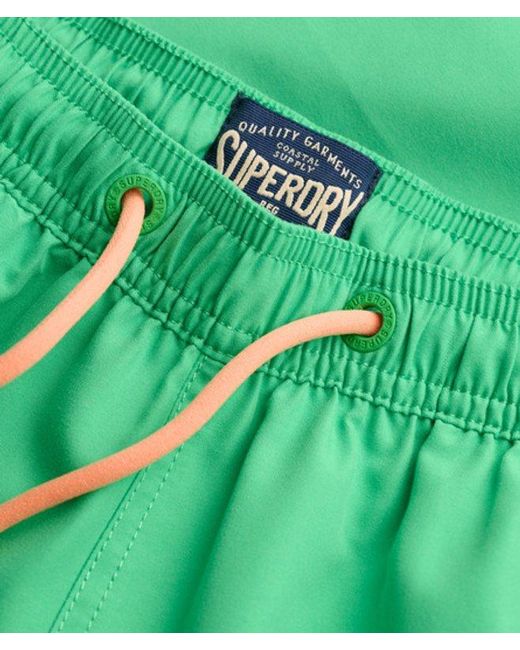 Superdry Green Printed Logo 16-Inch Swim Shorts for men