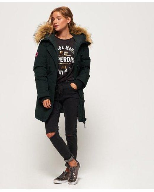 Superdry Black Rookie Down Parka Jacket Deep Forest