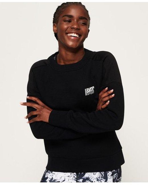 Superdry Black Core Gym Tech Panel Crew Sweatshirt