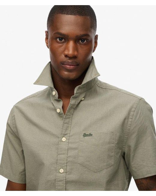Superdry Gray & Co City Cotton Linen Short Sleeve Shirt for men