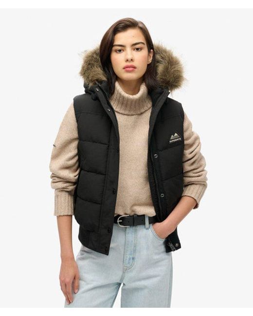 Superdry Everest Bodywarmer Van Imitatiebont in het Black