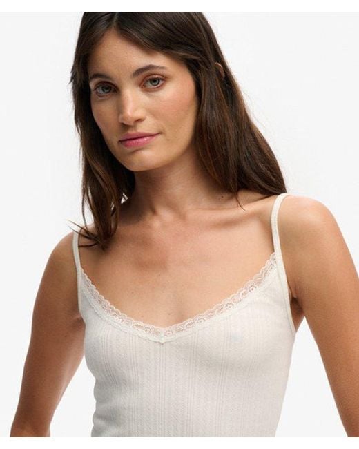 Superdry Gray & Co Athletic Essentials V Neck Pointelle Cami Top
