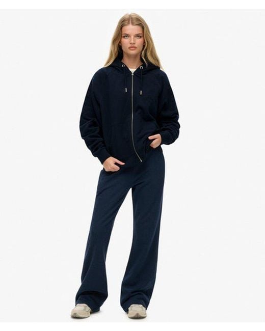 Superdry Blue Essential Logo Raglan Zip Hoodie