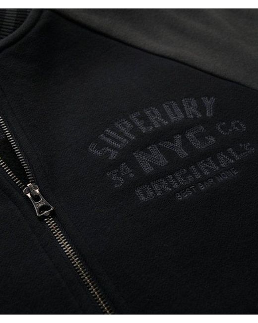 Superdry Black Colourblock Oversized College Graphic Jersey Bomber Jacket