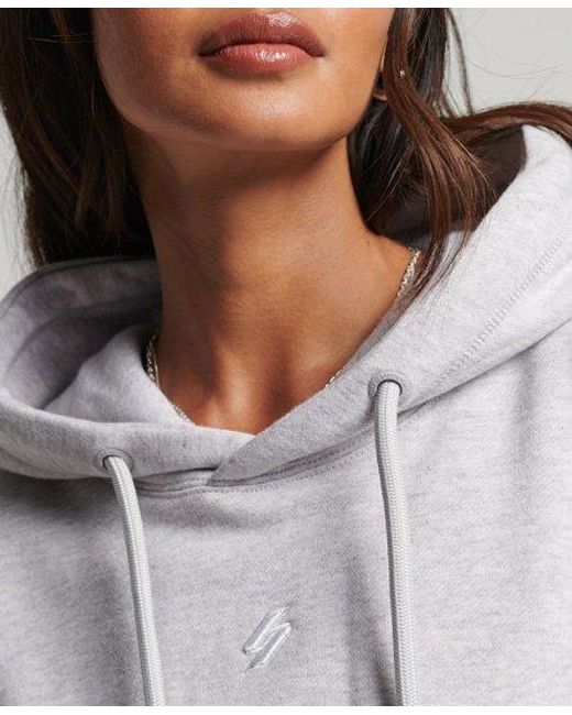 Superdry Gray Script Graphic Oversized Hoodie Cadet Marl