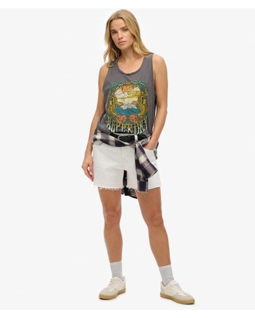 Superdry Green & Co Psych Surf Graphic Racer Vest Top