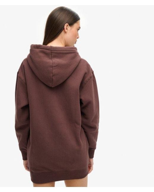 Superdry Brown Luxe Metallic Logo Hoodie Dress