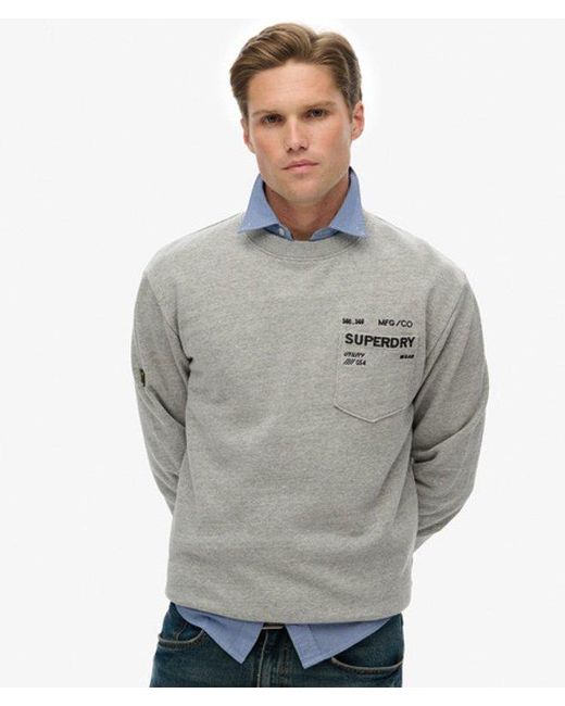 Superdry Gray Utility Loose Sweatshirt for men
