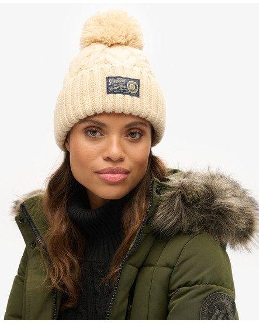 Bonnet épais en maille torsadée Superdry en coloris Natural
