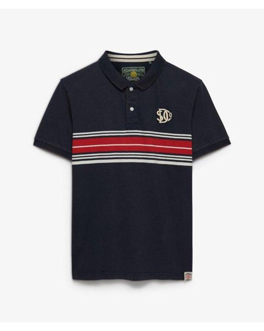 Superdry Blue & Co Vintage Stripe Jersey Polo Shirt for men