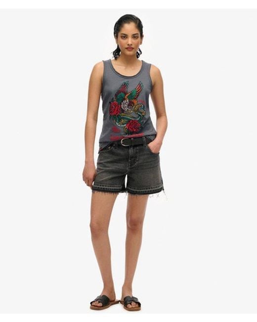 Superdry Gray & Co Neo Trad Tattoo Scoop Neck Tank Top