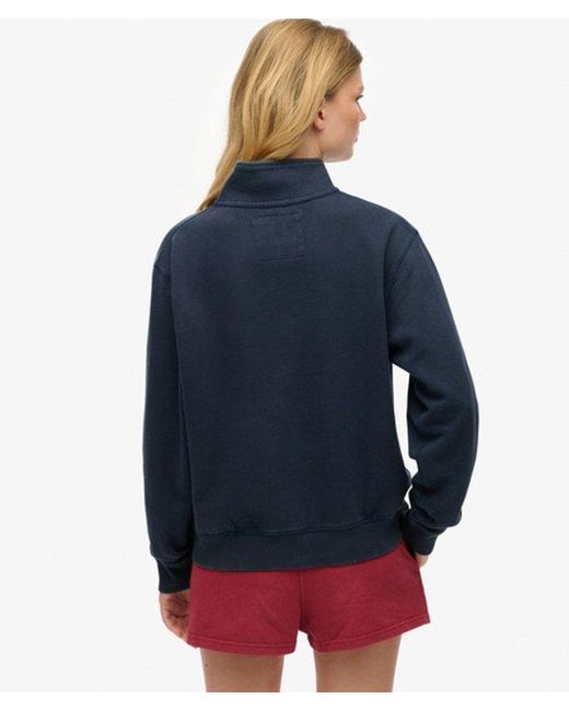 Superdry Blue Athletic Essentials Half Zip Jumper