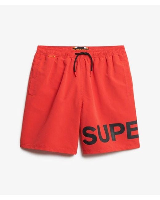 Homme Short De Bain À Motif Longueur 43 Cm Taille Superdry pour homme en coloris Red