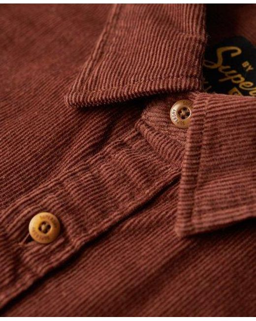 Superdry Red Trailsman Relaxed Fit Corduroy Shirt for men
