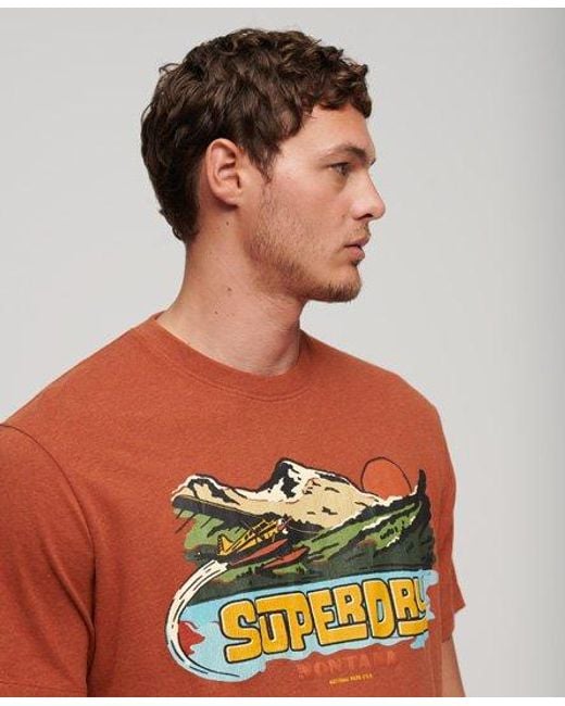 Superdry Green Travel Postcard Graphic T-shirt for men
