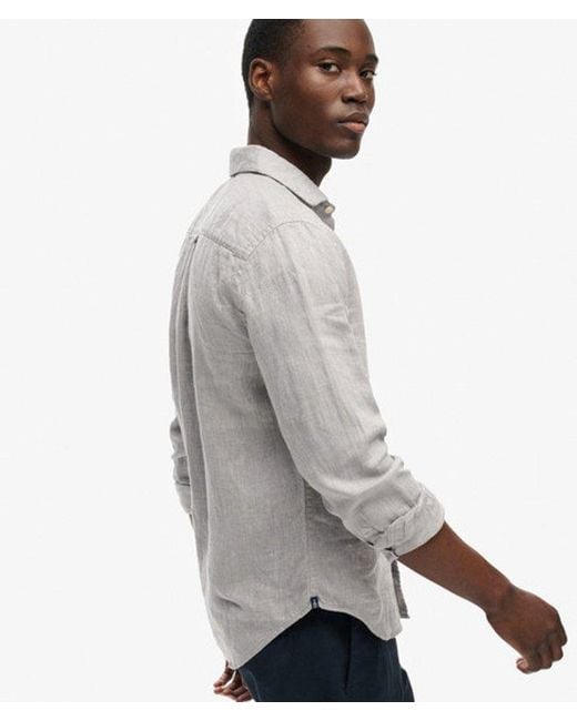 Superdry Gray & Co Riviera Long Sleeve Linen Shirt for men