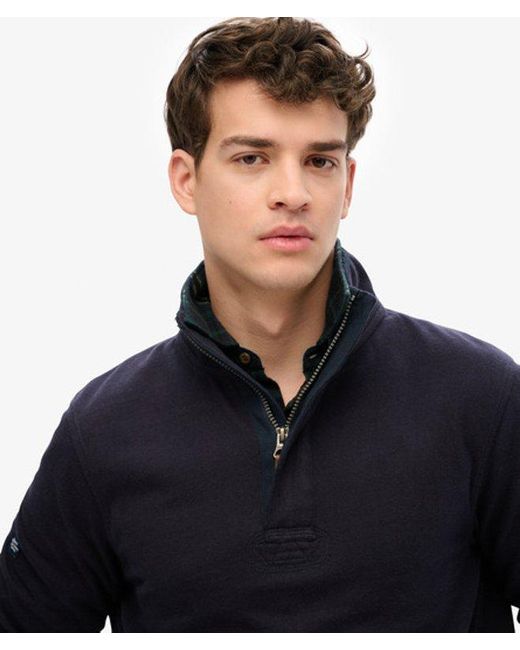 Superdry Blue & Co Cotton Classics Jersey Half Zip Sweatshirt for men