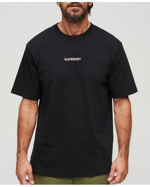 Superdry Black Micro Logo Graphic Loose T-shirt for men