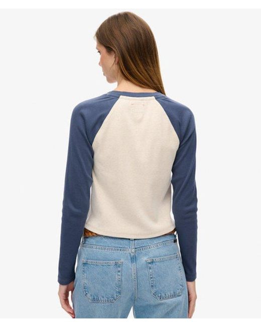 Superdry Blue & Co Athletic Essentials Rib Slim Long Sleeve Top
