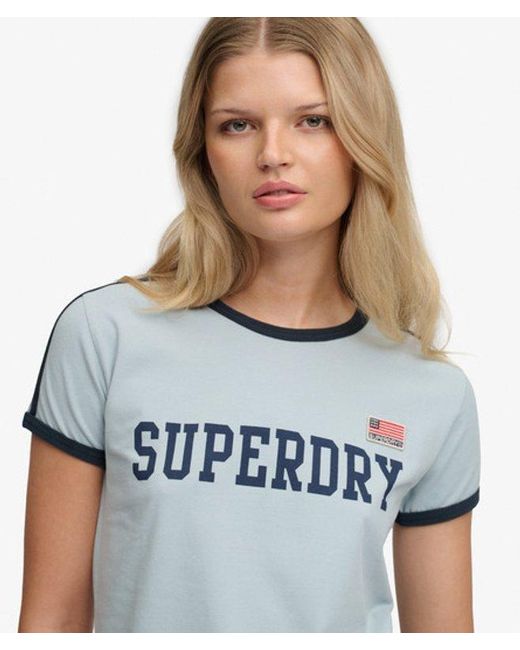 Superdry Blue & Co Athletic Essentials Stripe T-shirt