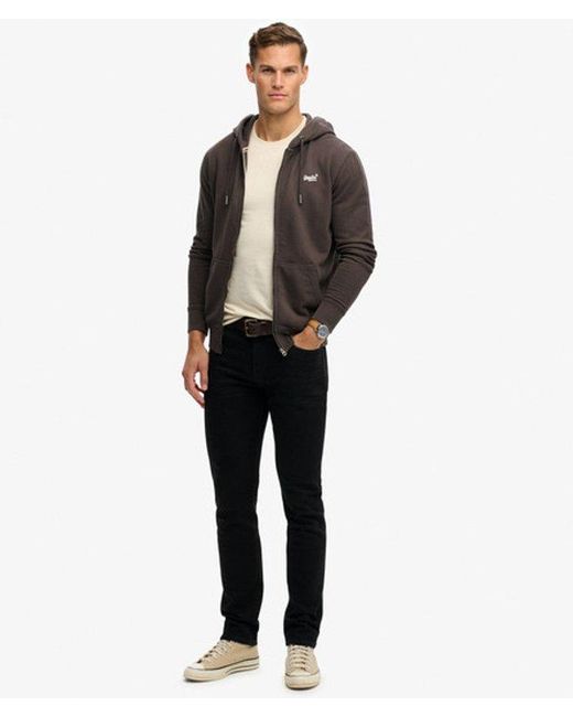 Superdry Black & Co Essential Logo Half Brushed Zip Hoodie for men