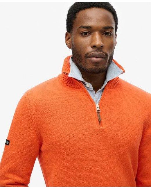 Superdry Orange Cotton Classics Half-zip Knitted Jumper for men