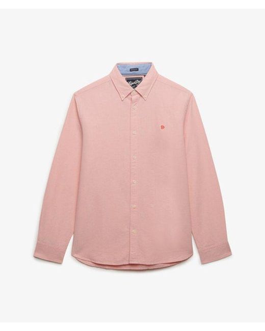 Superdry Pink & Co Preppy Oxford Long Sleeve Shirt for men