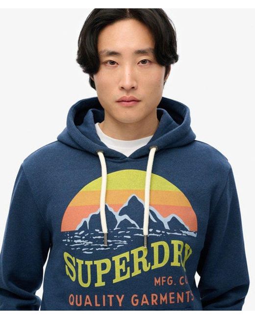 Superdry Blue Core Logo Great Outdoors Relaxed Hoodie for men