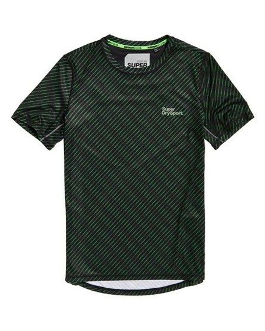 Superdry Green Active All Over Print T-Shirt Fluro Diagonal for men