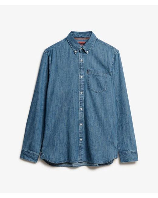 Superdry Blue & Co Essential Long Sleeve Denim Shirt for men