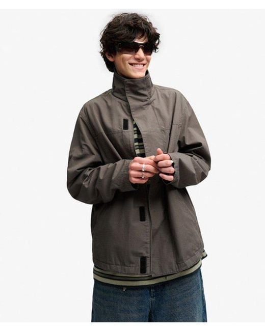 Superdry Gray Bench X & Co Bench High Neck Ripstop Jacket for men