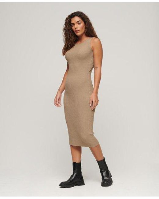 Superdry Natural Backless Knitted Midi Dress