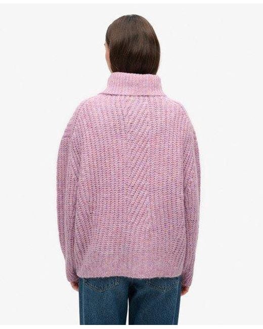 Superdry Pink Brushed Rib Slouch Neck Jumper