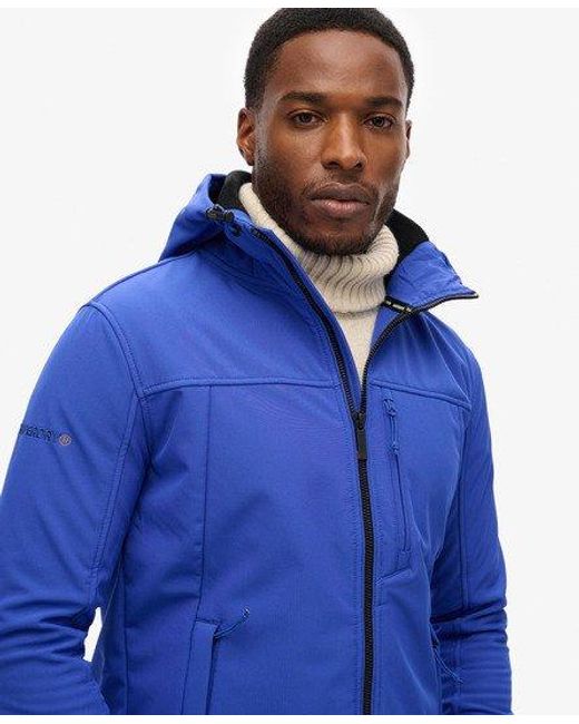 Superdry Blue Hooded Soft Shell Trekker Jacket for men