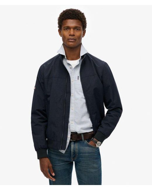 Superdry Blue Nylon Harrington Jacket for men