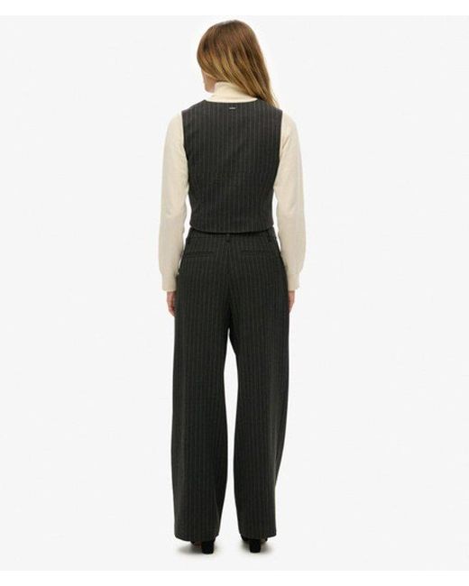 Superdry Mid Rise Krijtstreep Broek in het Black
