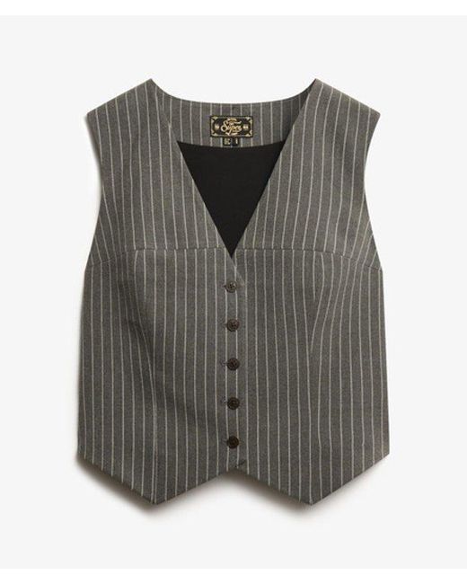 Superdry Gray & Co Pinstripe Waistcoat
