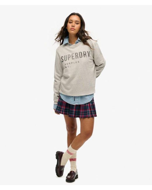 Superdry Gray & Co Classic Oversized Surplus Graphic Crew Sweatshirt