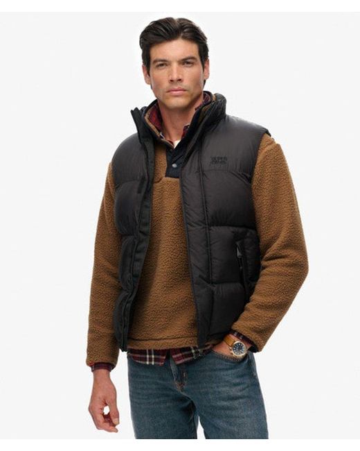 Homme Gilet Matelassé Noir Taille Superdry pour homme en coloris Brown