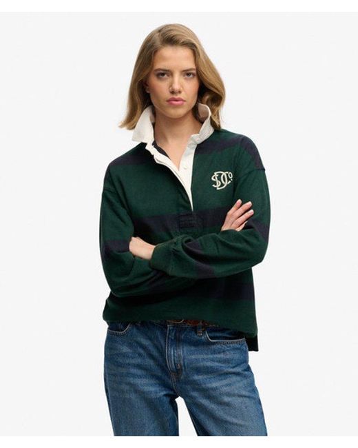 Superdry Green & Co Heritage Stripe Rugby Top